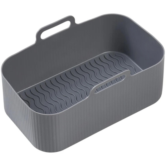 Chef Aid Rectangle Silicone Air Fryer Liner Tray 19.5x12.5x7cm - Grey