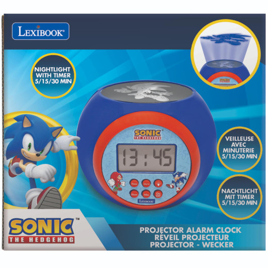 Lexibook Sonic Childrens Projector Alarm Clock with Timer & Night Light