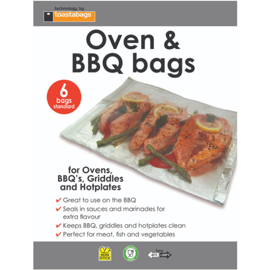 Toastabags Oven and BBQ Bags Pack of 6 Standard Size For Keeps Rack Clean