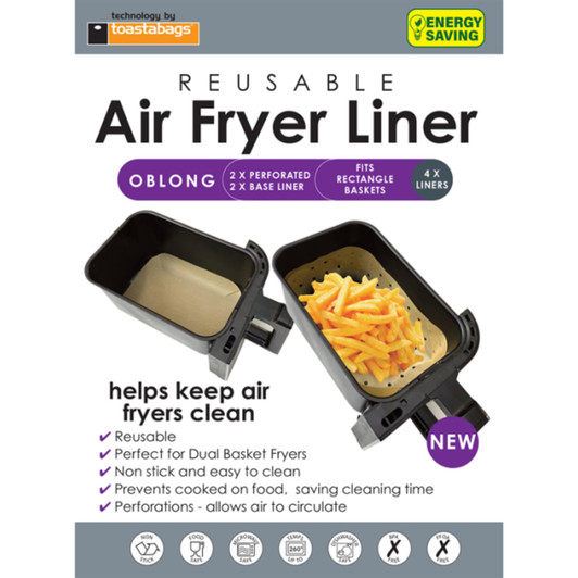 Toastabags Reusable Air Fryer Liner Oblong Pack of 4 For 5L Rectangle Baskets