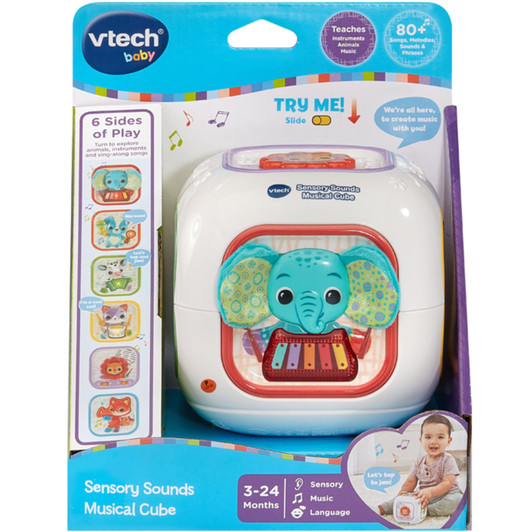 VTech Sensory Sounds Musical Cube Interactive Baby Toy with Nursery Rhymes