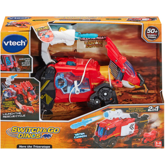 VTech Switch & Go Dinos Hero The Triceratops Interactive Dinosaur Toy - Red