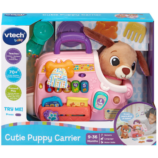 VTech Baby Cutie Puppy Carrier Interactive Role Play Toy with Light-up Buttons