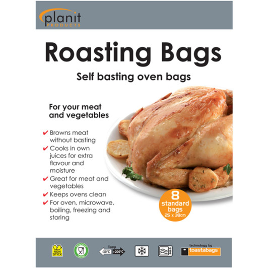Toastabags Self Basting Oven Roasting Bags Standard 25x38cm Pack of 8 For Meat