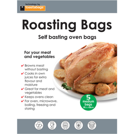 Toastabags Self Basting Oven Roasting Bags Medium 35x43cm Pack of 5 For Meat