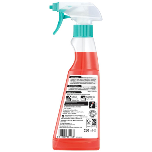 Dr Beckmann Hob & Stainless Steel Cleaner 250ml For Removes Grease and Dirt