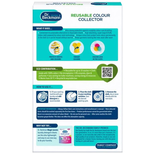 Dr Beckmann Reusable Colour Collector Cloth 1PK Reusable For Up to 35 Washes
