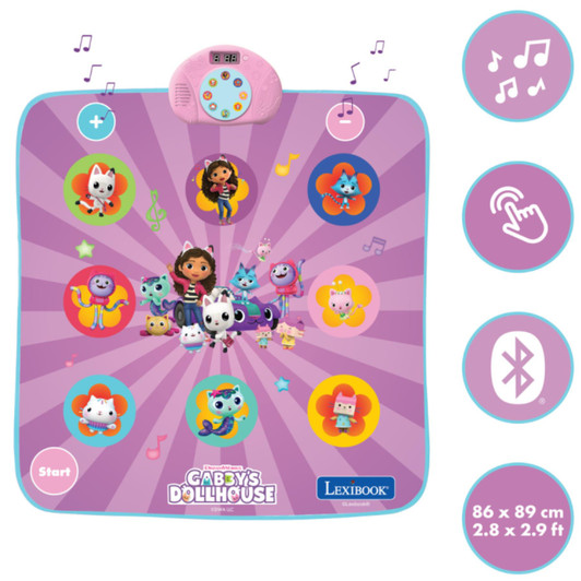 Lexibook DM10GDH Gabby's Dollhouse Electronic Bluetooth and Luminous Dance Mat