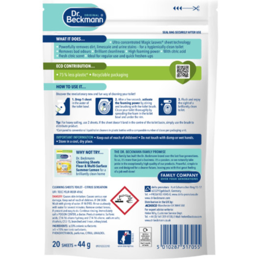 Dr Beckmann Toilet Cleaning 20 Sheets Magic Leaves Citrus Sensation