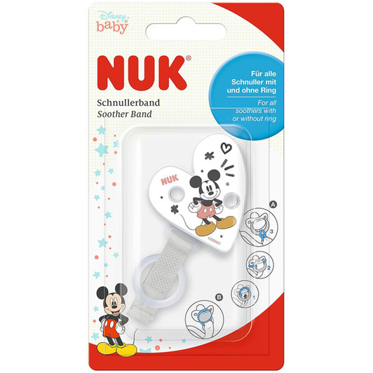 NUK Disney Mickey Mouse Soother Band & Clip For All Soothers