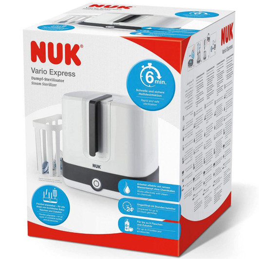 NUK Vario Express Steam Steriliser For Baby Bottles Removable Basket & Poles