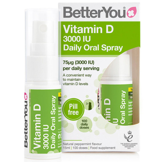 BetterYou Vitamin D 3000 IU Oral Spray 15ml For Supports Bones & Teeth