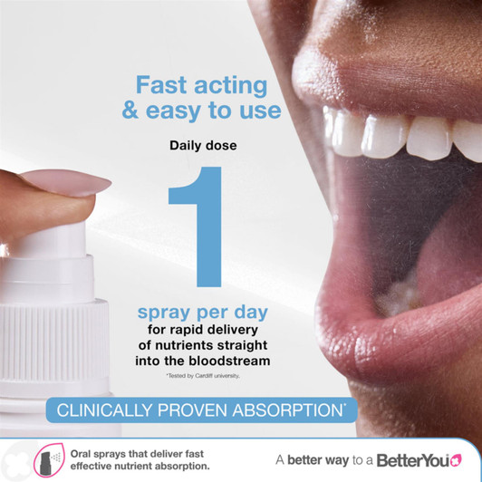 BetterYou Vitamin D 1000 IU Oral Spray 15ml For Supports Bones & Teeth