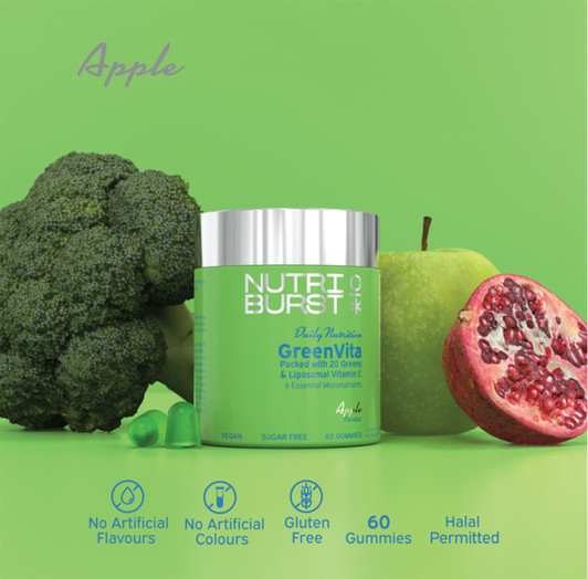 Nutriburst GreenVita Super Greens Blend 60 Gummies Suitable For Vegans
