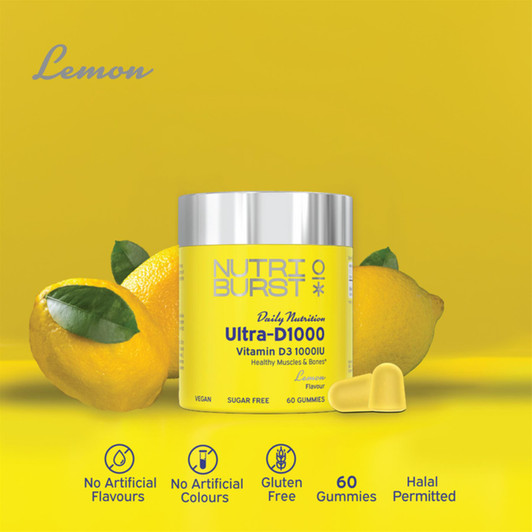 Nutriburst Ultra-1000 IU 60 Gummies For Healthy Muscles & Bones Ages 5+ Kids