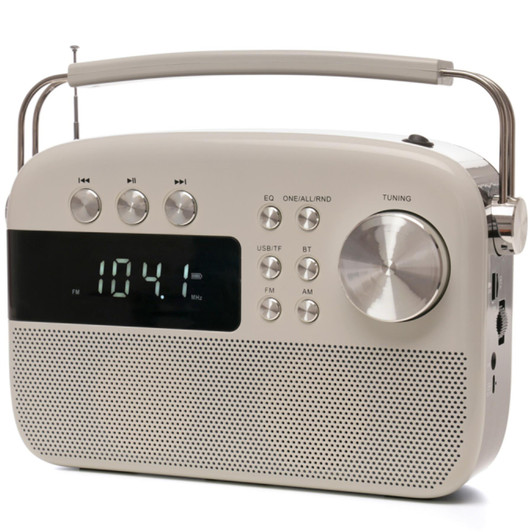 Lloytron N6407WH 2 Band Encore Rechargeable Portable AM/FM Radio USB AUX - Ivory