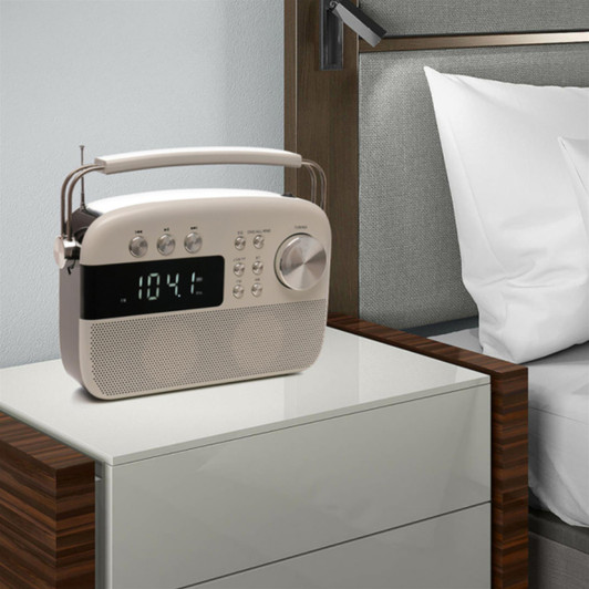 Lloytron N6407WH 2 Band Encore Rechargeable Portable AM/FM Radio USB AUX - Ivory