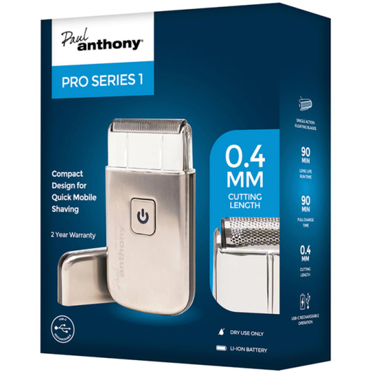 Paul Anthony Pro Series 1 Mens USB Battery Mobile Foil Razor Shaver Timmer