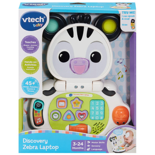 VTech Discovery Zebra Laptop Toy Suitable For 3 to 24 Months Kids
