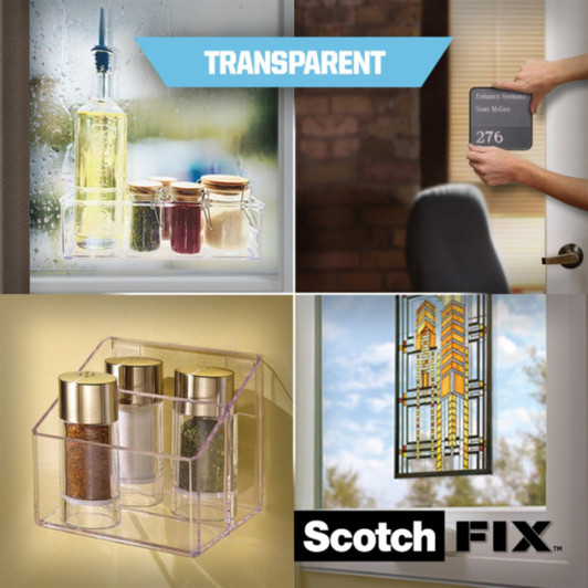3M Scotch-Fix Transparent Double Sided Mounting Tape 19mm x 1.5m 7kg Max