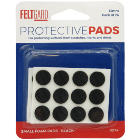 Feltgard Small Foam Protective Pads Black 13mm Pack of 24 For Protecting Surface