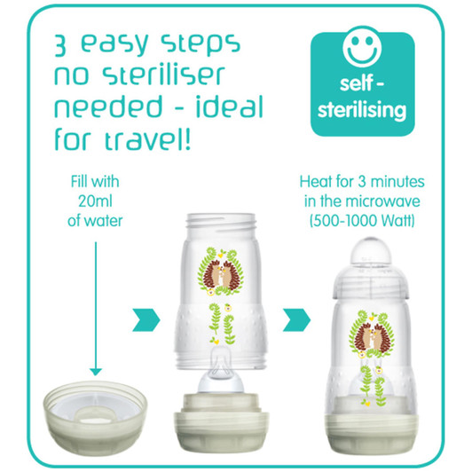 MAM Easy Start Anti Colic Bottle with Slow Flow Teat Grey 260ml 2Pk