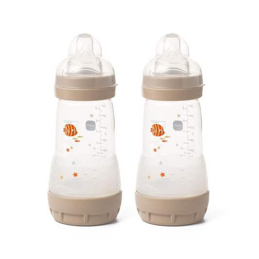 MAM Easy Start Anti Colic Bottle with Slow Flow Teat Grey 260ml 2Pk