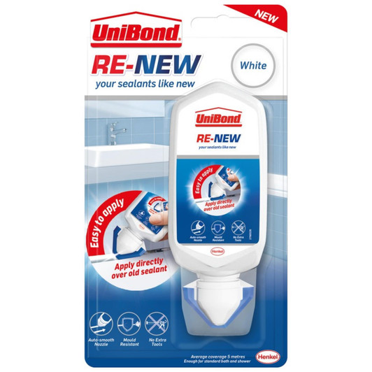 UniBond Re-New Kitchen Bathroom White Anti-Mould Sealant 80ml