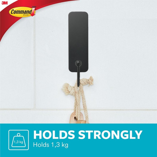 3M Command Bathroom Medium Bath Hook Holds Up To 1.3kg Matte Black