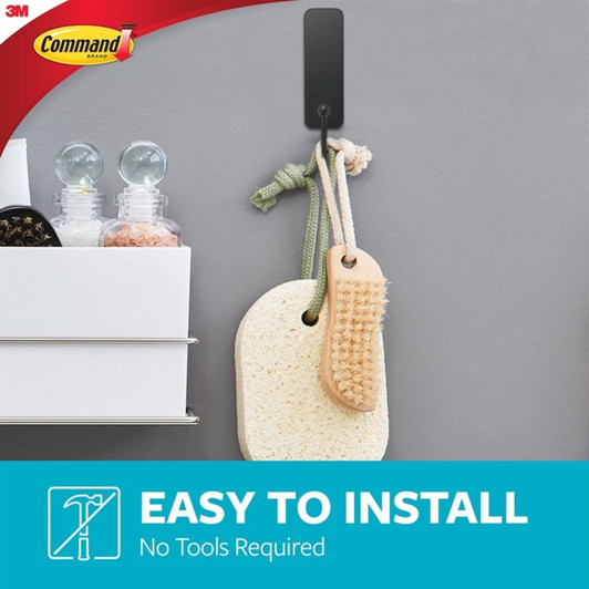 3M Command Bathroom Medium Bath Hook Holds Up To 1.3kg Matte Black