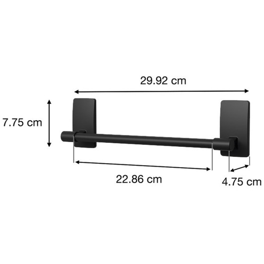 3M Command Bathroom Hang Hand Towel Bar Holds Up To 1.3kg Matte Black