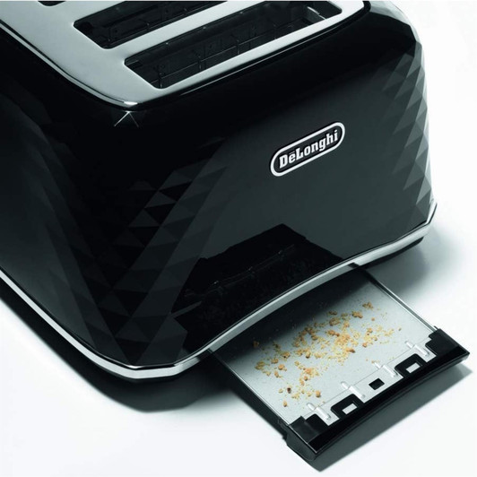 De'Longhi CTJ4003BK Brilliante 4-Slot Toaster Defrost & 6 Browning Settings