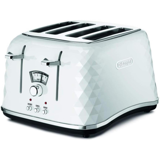 De'Longhi CTJ4003W Brillante 4-Slice Toaster with Crumb Tray - White