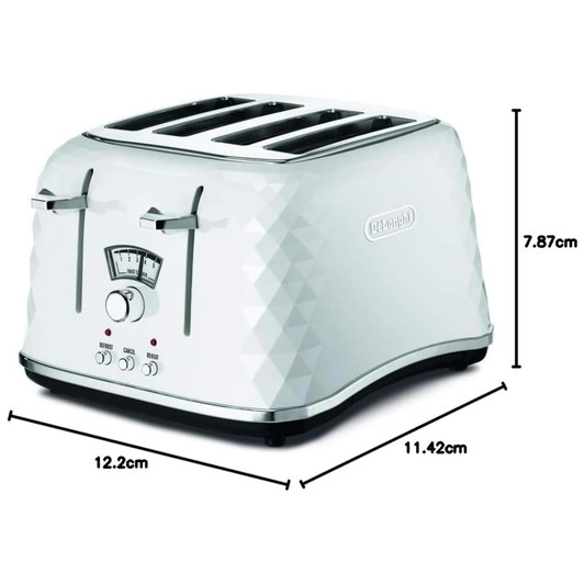 De'Longhi CTJ4003W Brillante 4-Slice Toaster with Crumb Tray - White