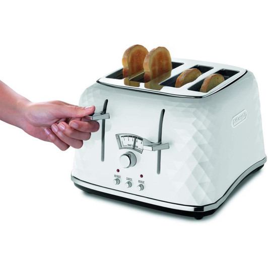 De'Longhi CTJ4003W Brillante 4-Slice Toaster with Crumb Tray - White