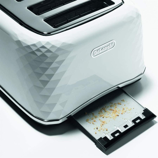 De'Longhi CTJ4003W Brillante 4-Slice Toaster with Crumb Tray - White