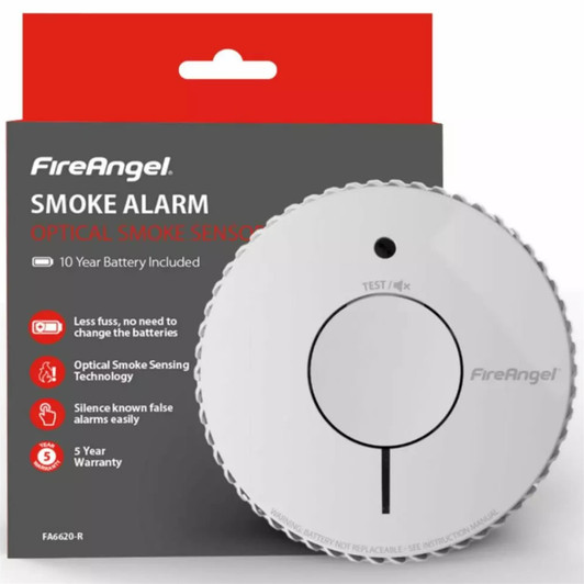 FireAngel FA6620-R Optical Smoke Alarm with 10 Year Life-Time Battery