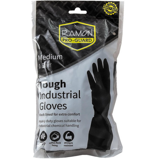 Ramon Pro-Guard Heavy Duty Medium Gloves Black For Industrial Chemical Handling