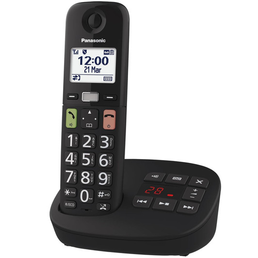Panasonic KXTGU130EB Big Button Digital Cordless Telephone Call Block - Black