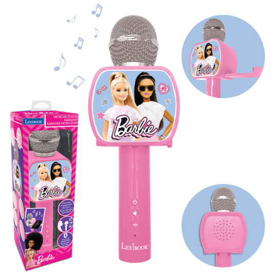 Lexibook MIC240BB Barbie Wireless Karaoke Microphone with Bluetooth - Pink