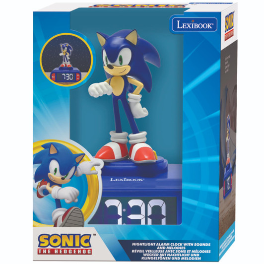 Lexibook RL800SN 3D Hedgehog Sonic Childrens Clock with Night Light - Blue