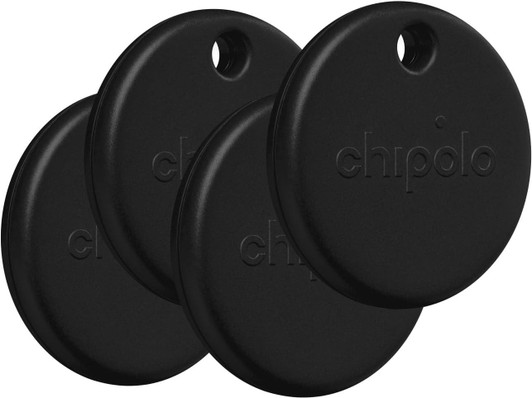 Chipolo POP Bluetooth Tracker 4-Pack Black Loud Finder Apple Google Compatible