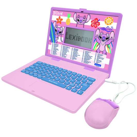Lexibook JC598D1I1 DisneyStitch Angel Bilingual Educational Laptop 124 Activites