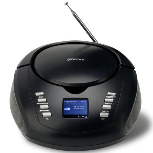 Groov-e GVPS763BK DAB Boombox Portable CD Player with DAB/FM Radio - Black