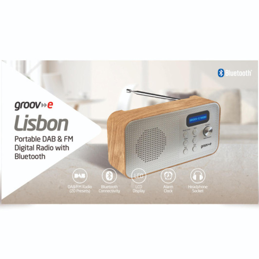 Groov-e GVDR11WD Lisbon Portable DAB Digital & Bluetooth FM Radio
