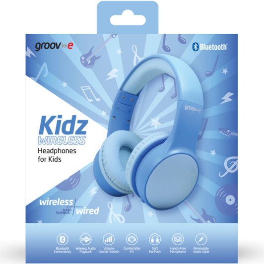Groov-e GVBT595BE Kidz Wireless Bluetooth DJ Style Headphones - Blue