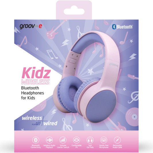 Groov-e GVBT595PK Kidz Wireless Bluetooth DJ Style Headphones - Pink