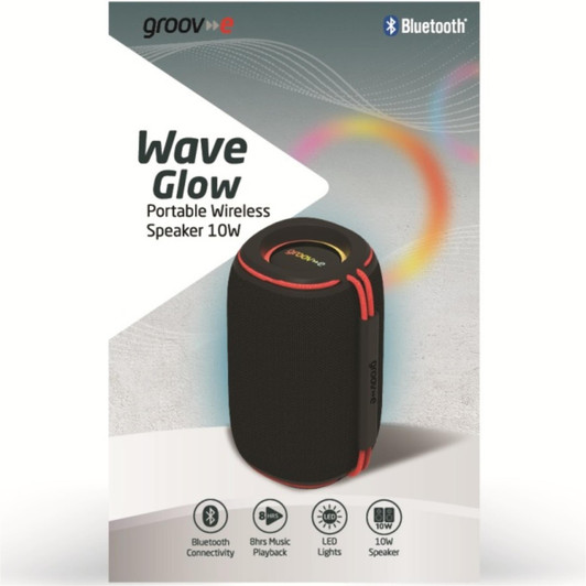 Groov-e GVSP662BK Wave Glow Portable Wireless Bluetooth Speaker