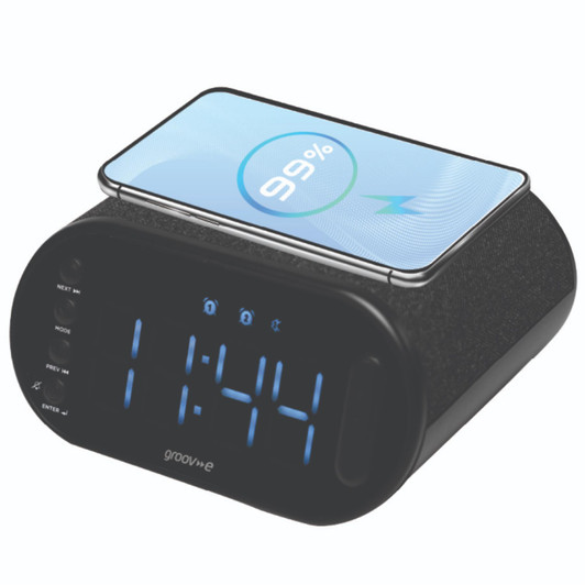 Groov-e GVCR06BK Atlas II Alarm Clock Radio with Bluetooth Speaker Charging Pad