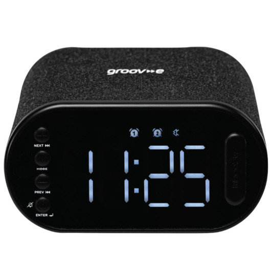 Groov-e GVCR06BK Atlas II Alarm Clock Radio with Bluetooth Speaker Charging Pad